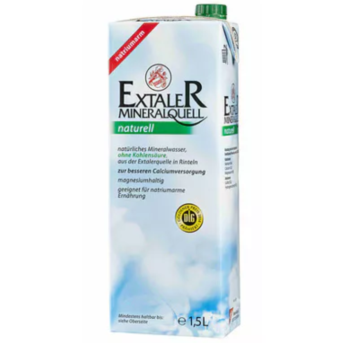 EXTALER Mineralwasser Naturell 8 x 1,5 L Tetra Pak
