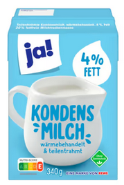 JA! Kondensmilch - 4% Fett - 340gr. im Tetrapack